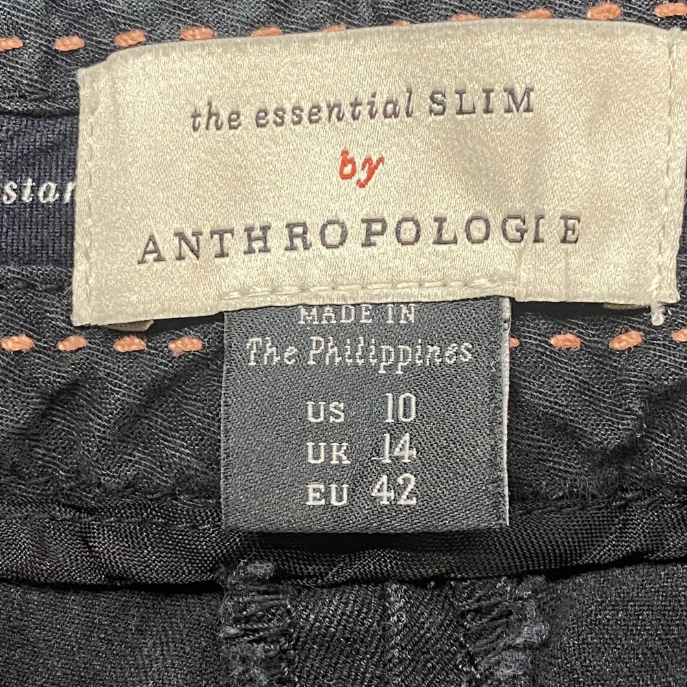 ANTHROPOLOGIE Women Essential Ankle Slim Pants Sz 10 Black Casual Work 40-1 - Picture 8 of 9